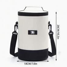 1入翻蓋隔熱午餐手提袋，可裝可愛動物圖案便當盒，學生女士學校組織袋，老師收納袋，教室袋，教室組織袋 - 黑與白 - 查看 2