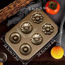 1 Pieza Molde Para Donas Antiadherente, Molde Creativo Hueco Para Hornear Pasteles, Bandeja Para Hornear Pan, Herramienta De Horneado, Utensilio De Cocina - Dorado - Ver 2
