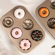 1 Pieza Molde Para Donas Antiadherente, Molde Creativo Hueco Para Hornear Pasteles, Bandeja Para Hornear Pan, Herramienta De Horneado, Utensilio De Cocina - Dorado - Ver 5