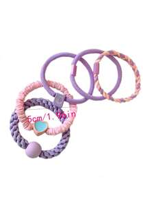 5pcs Children's High Elasticity Hair Ties, No Damage Scrunchies & Highly Attractive For Girls - Green - View 2