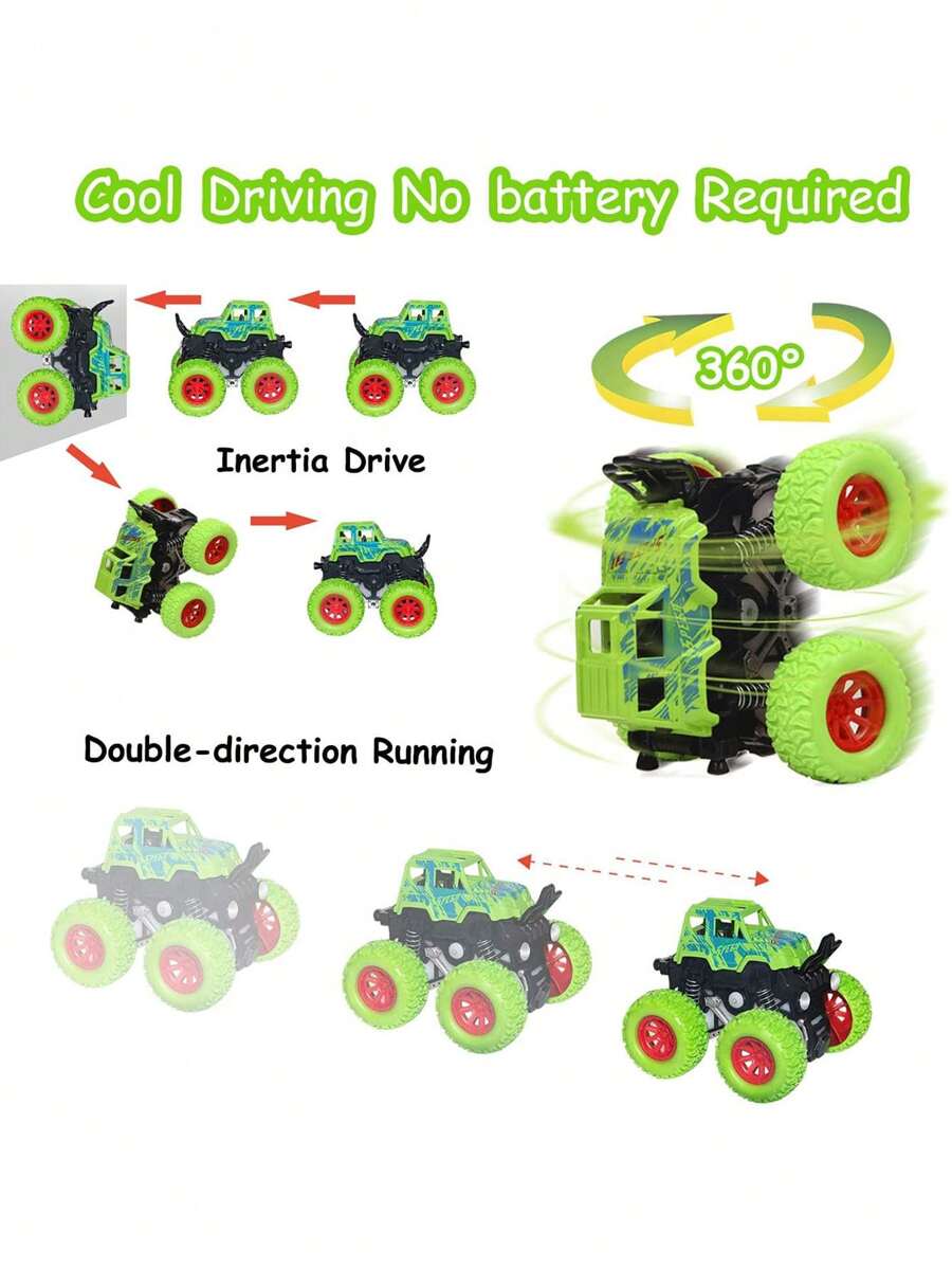 1pc OffRoad Friction Powered Push And Pull Toy Car, Inertial Toy Stunt Car, Ideal Birthday