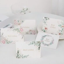 10sets Simple Elegant Foil Stamping Floral Wreath Design Envelopes And Greeting Cards Set, Suitable For Wedding Ceremony Congratulation Cards, Including Envelopes And Sealing Stickers, Perfect For Bride To Write Personalized Thank You Cards - Best Wishes 006 - View 2