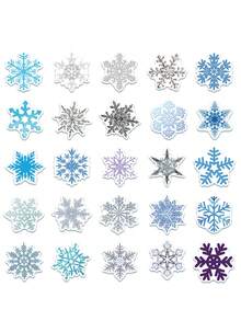 50pcs Blue Snowflake Stickers For Journal Diy Decoration, Self-Adhesive Decorative Paper, Waterproof Stickers For Laptop And Suitcase - Blue - View 3