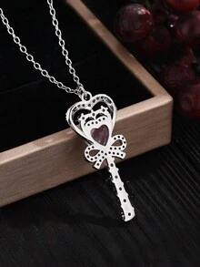 1個法式豪華閃亮cz鑲嵌無限/棒垃圾項鍊,不銹鋼18k鍍金,心形項鍊,可愛的情人鎖骨鍊,全身搭配時尚的珠寶禮物,適用於情人節 - 項鍊 - 查看 5