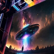 1入組晶鑽絨3d飛船設計防滑現代抽象地毯,適用於客廳臥室遊戲室,家庭裝飾 - 炫彩視覺-1 - 查看 4