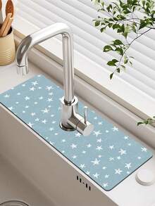 1pc Diatomaceous Mud Faucet Suction Pad, Bathroom Faucet Splash Pad, Moisture-Proof And Anti-Skid Faucet Pad, Drying Pad Suitable For Bathroom Countertops,  Kitchen And Bathroom Counter Accessories - Multicolor - View 1