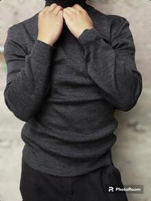 Tight Turtleneck Sweater - Chumbo - Visão 2