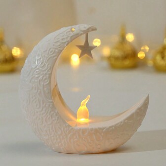 1pc Plastic Moon & Star Shaped Candle Lantern, Vintage Seasonal Lighting Decoration For , , Gift