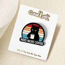 1只黑貓合金胸針,飲用咖啡時需要更多咖啡,日常服裝背包飾品適用於男女青年,配有紙板包裝,適合送給朋友 - 動物 - 查看 5