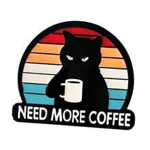 1只黑貓合金胸針,飲用咖啡時需要更多咖啡,日常服裝背包飾品適用於男女青年,配有紙板包裝,適合送給朋友 - 動物 - 查看 8