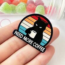 1只黑貓合金胸針,飲用咖啡時需要更多咖啡,日常服裝背包飾品適用於男女青年,配有紙板包裝,適合送給朋友 - 動物 - 查看 7