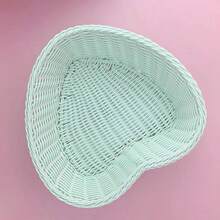 1pc Handmade Woven Storage Basket For Desk Organizer And Household Items Storage - Green - View 4