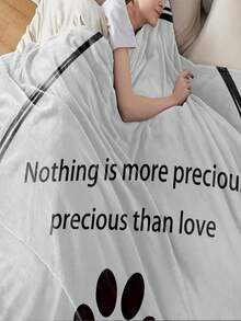 1件可愛狗爪印花絨毯禮品,休閒風格,柔軟暖和的午睡蓋或寵物墊,適用於旅行,適合客廳沙發,適用於四季 - 彩色 - 查看 4