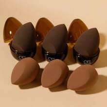 便攜式雙用途化妝海綿套裝,6入組化妝海綿+ 3入組蛋型收納與定妝海綿,柔軟蓬松適合所有膚質,日常和旅行必備 - 咖啡棕 - 查看 3