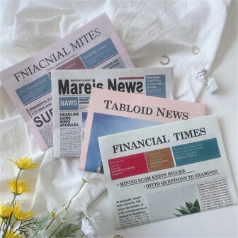 英文报纸 时尚人物摆件 插图报纸模特 手持道具摄影 平拍背景纸 摄影周年生日约会氛围装饰最佳礼物