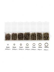 1set Of Boxed Split Jump Rings In 3mm, 4mm, 5mm, 6mm, 7mm, 8mm, And 10mm, 8 Colors, For Diy Jewelry Making And Connector Finding