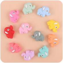 1pc New Style Elephant Cartoon Silicone Beads For Children's Art & Crafts, Diy Colorful Beads For Making Handmade Jewelry - Blue - View 3