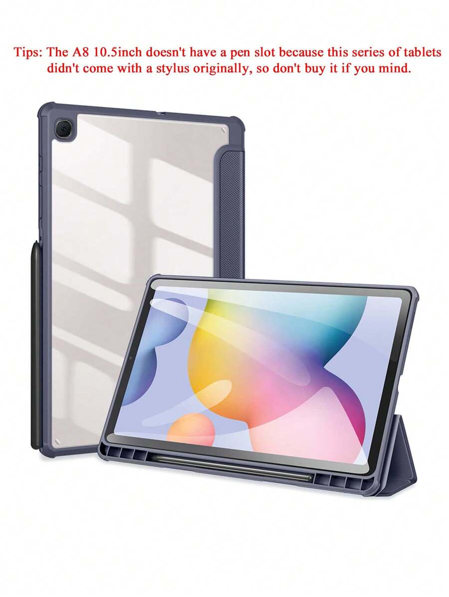 適用於三星Galaxy Tab S6 Lite 10.4 A8 10.5 S7 11 S8 Plus S7 FE 12.4 S8 11英寸 S9 S9FE S9Plus 平板電腦套,附筆套 - 紫色 - 查看 1