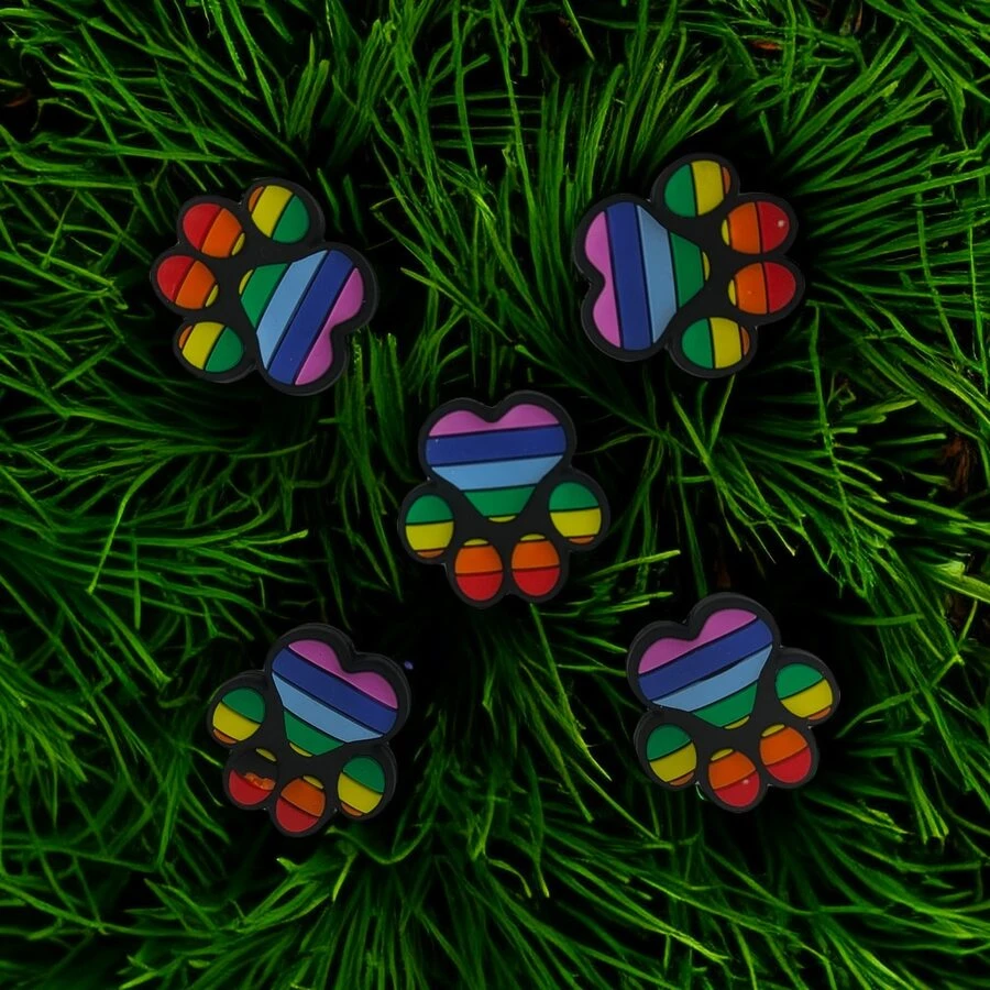 5pcs/Pack Modern Silicone Cat Paw Shaped Bracelet Accessory With Hole - Diy & Everyday Wear - Multicolor - View 1