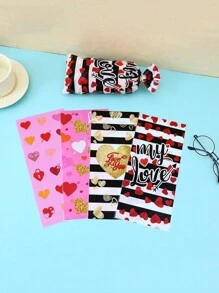 50入組情人節糖果心形玻璃紙袋、婚禮禮物、小吃包裝opp平口袋 帶繩扣 - 彩色 - 查看 6