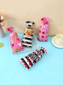 50入組情人節糖果心形玻璃紙袋、婚禮禮物、小吃包裝opp平口袋 帶繩扣 - 彩色 - 查看 11