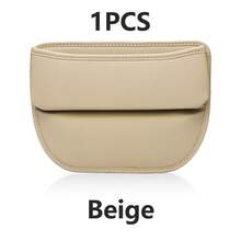 1pc Car Seat Gap Storage Box Made Of Pu Leather, Space-Saving Multi-Functional Car Interior Organizer - Beige - View 12