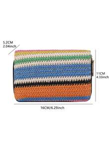 1pc Multicolor 2023 New Arrived Women's Wallet, Casual Braided Double Zipper Short Purse, Large Capacity Handheld Bag, Retro & High-End - Multicolor - View 8