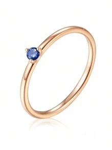 1 Chiếc Nhẫn Bạc Trang Trí Đính Đá Cubic Zirconia Thời Trang Cho Nữ Làm Quà Tặng - Hoa hồng vàng - Xem 1
