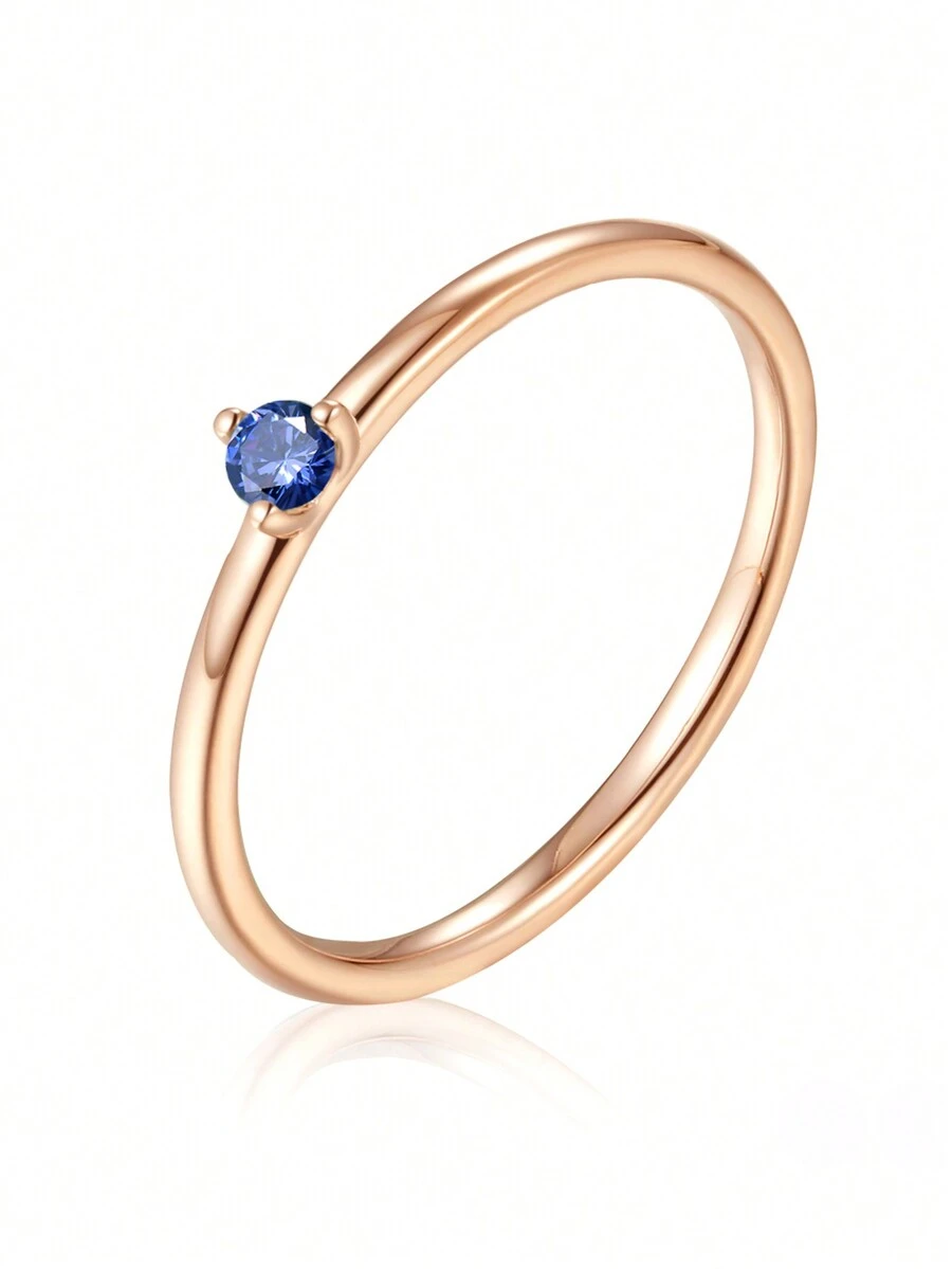 1 Chiếc Nhẫn Bạc Trang Trí Đính Đá Cubic Zirconia Thời Trang Cho Nữ Làm Quà Tặng - Hoa hồng vàng - Xem 1