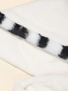 冬季帽子圍巾套裝,加厚防風雪帽新款時尚針織帽 - 白色 - 查看 4