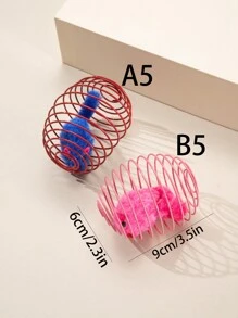 Juguete Interactivo Para Mascotas Con Jaula Con Resorte, Diseño De Gato Y Ratón, Color Aleatorio - Multicolor - Ver 2