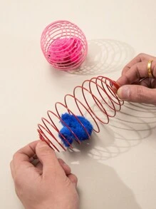 Juguete Interactivo Para Mascotas Con Jaula Con Resorte, Diseño De Gato Y Ratón, Color Aleatorio - Multicolor - Ver 7