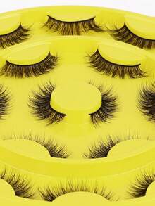 10對貓眼立體效果假眼睫毛,蓬鬆厚實,十字交錯式,可持久捲翹,不易變形,適合派對/夜晚妝容 - 濃密款 - 查看 5