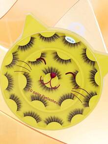 10對貓眼立體效果假眼睫毛,蓬鬆厚實,十字交錯式,可持久捲翹,不易變形,適合派對/夜晚妝容 - 濃密款 - 查看 4