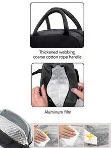 Large Capacity Black Lunch Box Bag,Outdoor Essential: Black Insulated Lunch Bag With Shoulder Strap For Work And Picnic,Two-Piece Set School Organizer Bags Teacher Storage Bags Classroom Bags Classroom Organizer Bags - Black - View 4