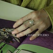 925 銀女式可調式尾戒,古董風格,不褪色,簡約時尚小指戒指 - 銀色 - 查看 1