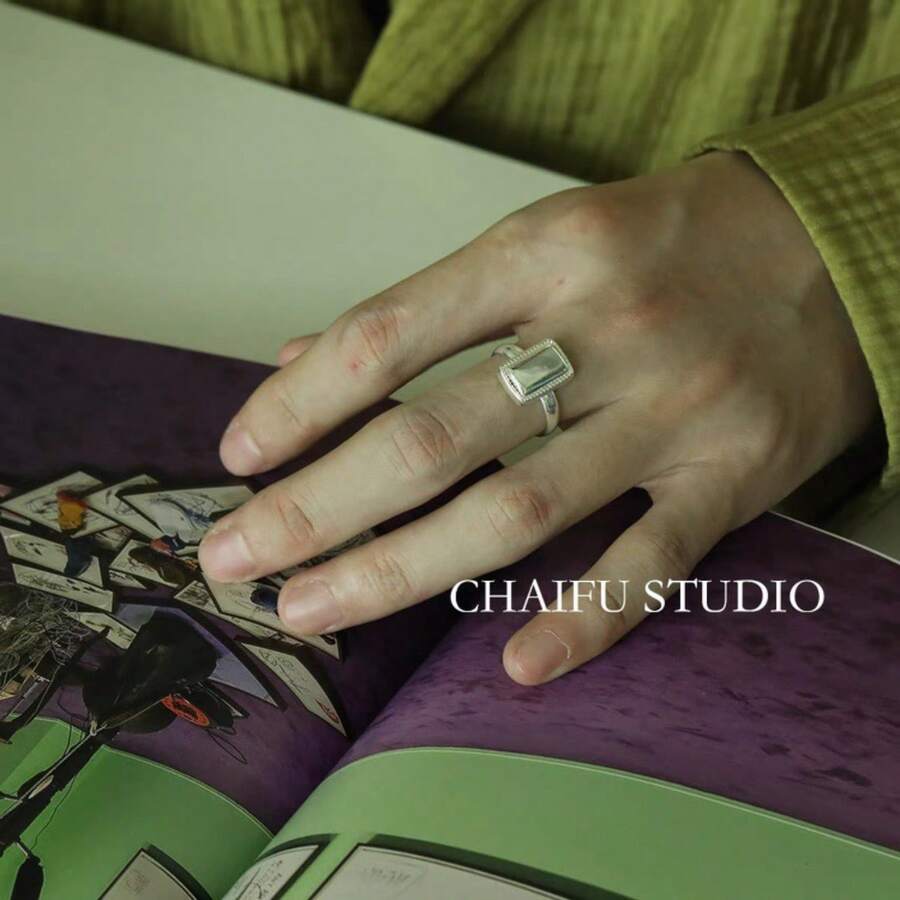 925 銀女式可調式尾戒,古董風格,不褪色,簡約時尚小指戒指 - 銀色 - 查看 1