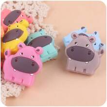 1pc New Children's Art & Craft Cartoon Hippo Shaped Silicone Bead, Creative Diy Kids' Colorful Silicone Bead Handmade Jewelry Accessory - Lilac Purple - View 6