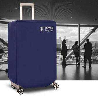 Blue Non-Woven Fabric Luggage Cover For 20-30 Inch Suitcase, Scratch-Resistant, Wear-Resistant, Waterproof Protector With Wheels For Carry-On Or Rolling Luggage