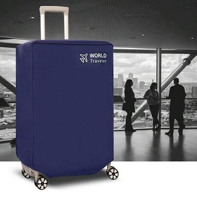 Blue Non-Woven Fabric Luggage Cover For 20-30 Inch Suitcase, Scratch-Resistant, Wear-Resistant, Waterproof Protector With Wheels For Carry-On Or Rolling Luggage