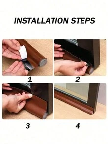 1pc Unilateral Door Bottom Sealing Strip, Wear-Resistant Leather Door Seam Affixed With Sound Strip, Dust And Insect Proof Self-Adhesive Door Sealing Strip - Coffee Brown - View 4