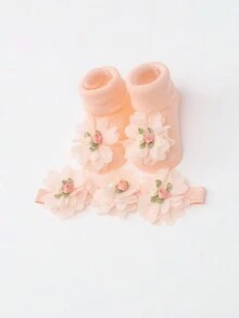 3入組嬰兒女生花朵頭箍和襪子套裝 - 彩色 - 查看 3