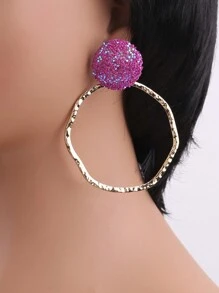 sehuoran 1对圆形金属彩色水晶水滴耳环，高品质水钻首饰配饰，女士批发耳环，波西米亚风水滴耳环，黑色夸张耳环 - Style 1 - 查看 14