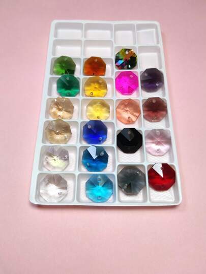 20pcs/Set 14mm 2 Fori Perle ottagonali in cristallo vetro/DIY Sciolte Perle da cattura di sole/Prisma in cristallo/Pendenti per lampadari in cristallo/Decorazione albero di Natale/Decorazione per le festività/Decorazione per matrimoni