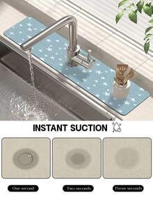 1pc Diatomaceous Mud Faucet Suction Pad, Bathroom Faucet Splash Pad, Moisture-Proof And Anti-Skid Faucet Pad, Drying Pad Suitable For Bathroom Countertops,  Kitchen And Bathroom Counter Accessories - Multicolor - View 4