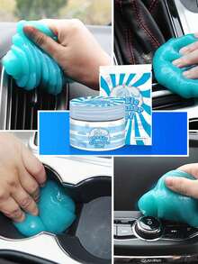 1pc Car Cleaning Gel: Magic Dust Remover, Glue Remover, And Keyboard Cleaner - Auto Cleaning Accessories For A Spotless Ride! Available In Can 160g / Experience Bag 70g ,Car Accessories - Blue - View 3