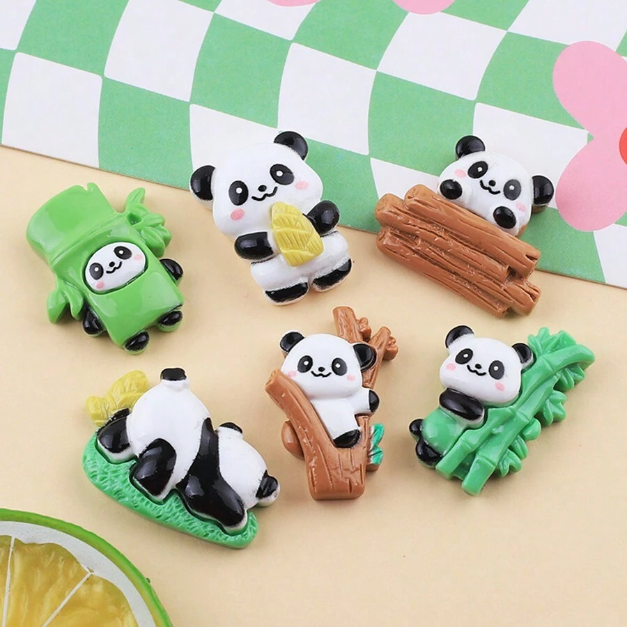 10入組/包新混合熊貓廚師系列diy貼紙,適用於手機殼、髮夾、頭帶等 - 竹子小熊貓 - 查看 1