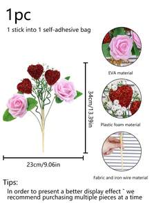 1朵家用新年、情人節派對裝飾婚禮花束模擬玫瑰花束 - 粉色 - 查看 3