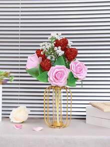 1朵家用新年、情人節派對裝飾婚禮花束模擬玫瑰花束 - 粉色 - 查看 1