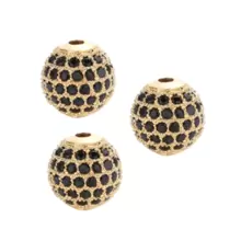 3入組經典6/8/10mm鋅合金方塊,立方氧化鋯微釘珠,diy手鐲/項鍊珠寶製作 - 黑鋯-金色 - 查看 11